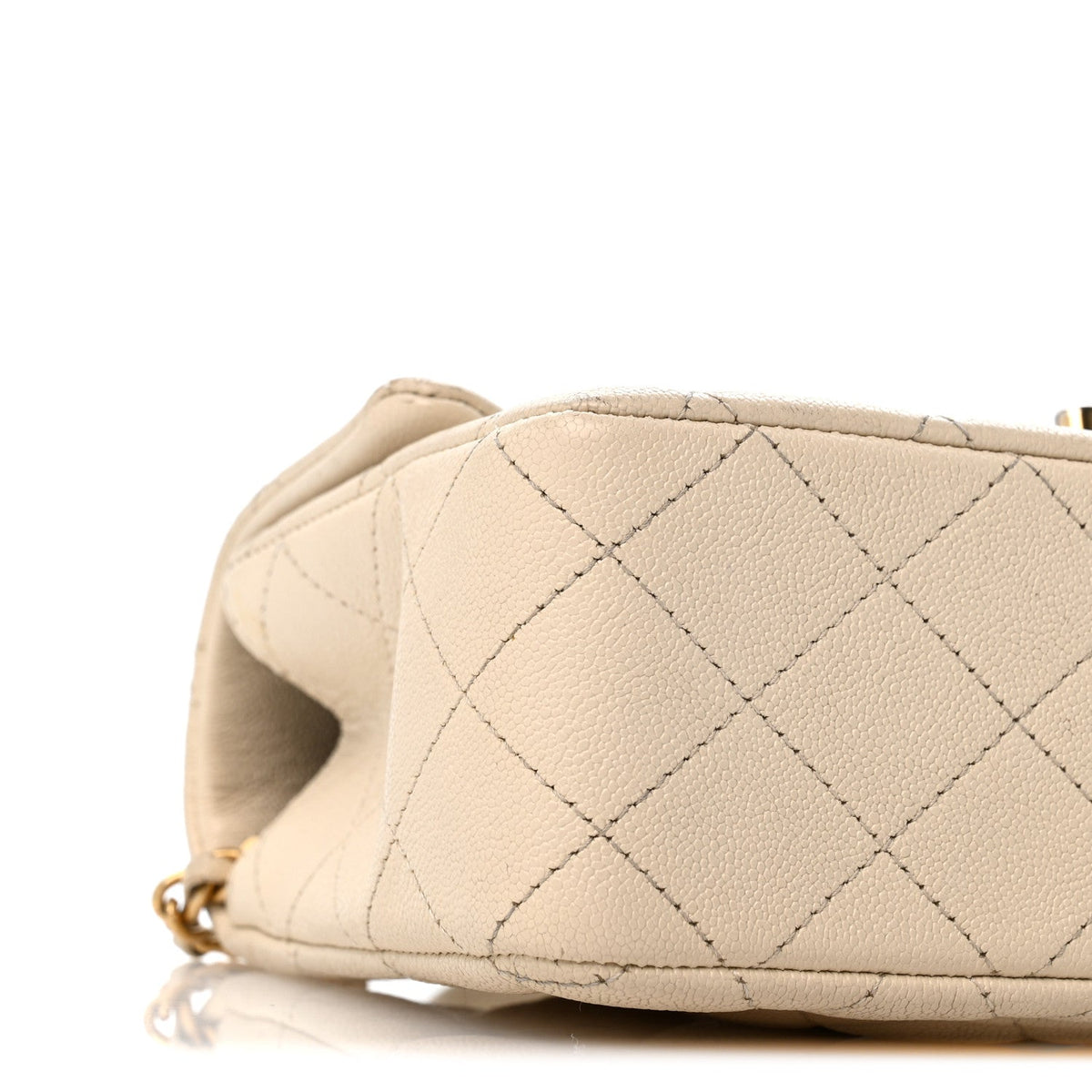 Caviar Quilted Mini Top Handle Rectangular Flap Beige