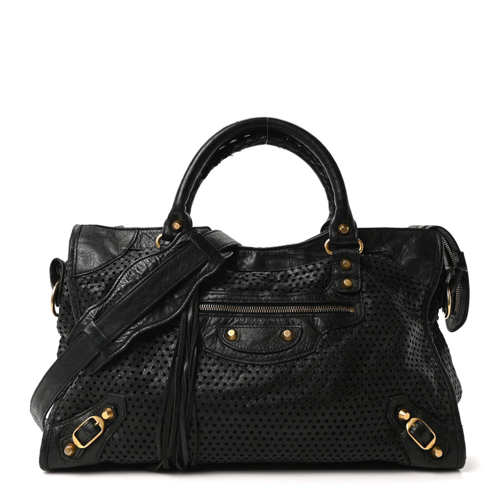 Agneau Laser Cut Cross Classic Gold Hardware City Black