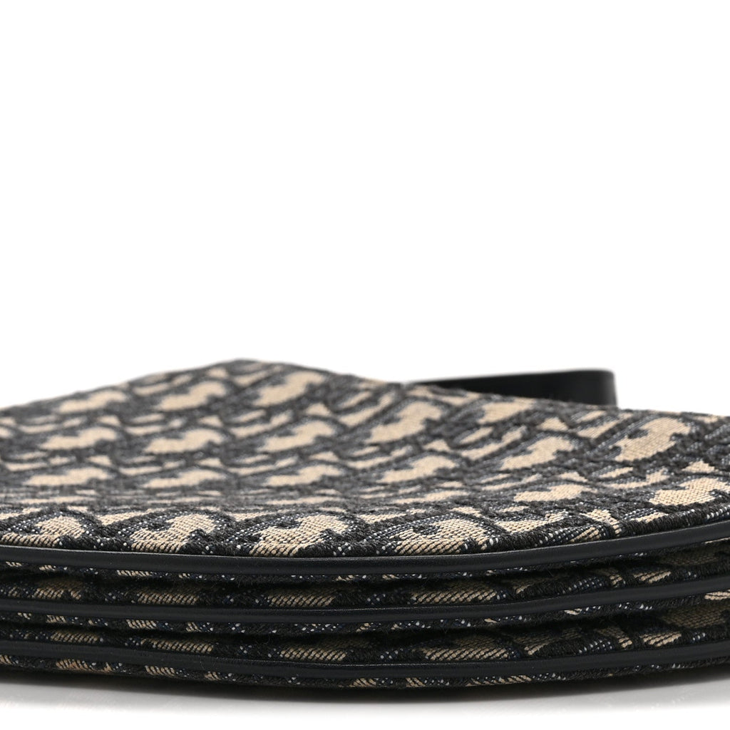 Oblique Saddle Pouch With Strap Navy Blue