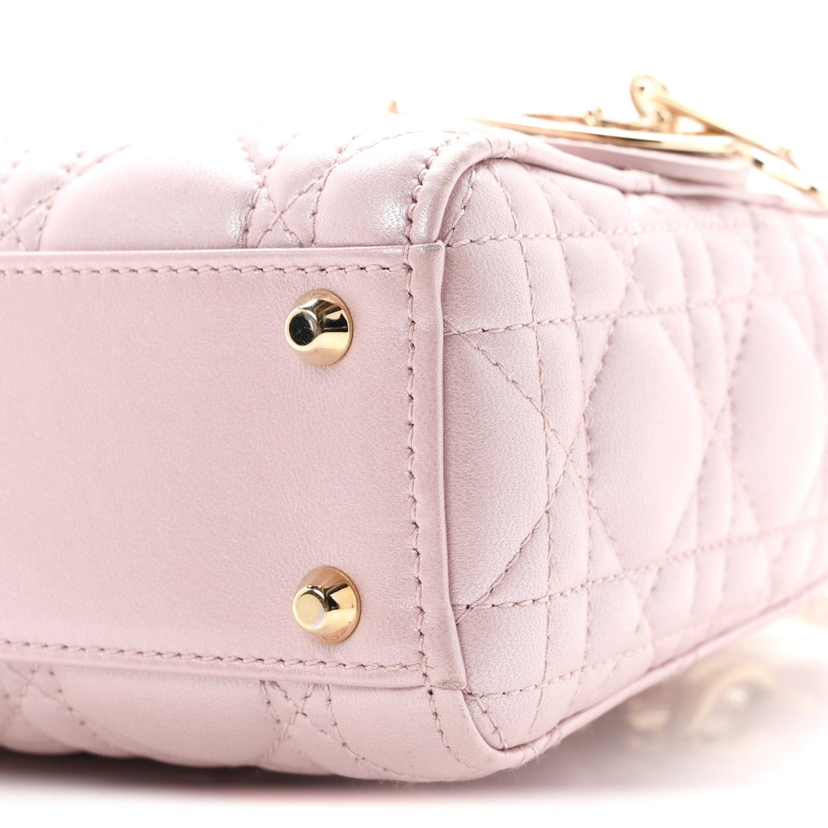 Metallic Lambskin Cannage Mini Lady Dior Lotus