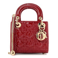 Patent Cannage Mini Lady Dior Red