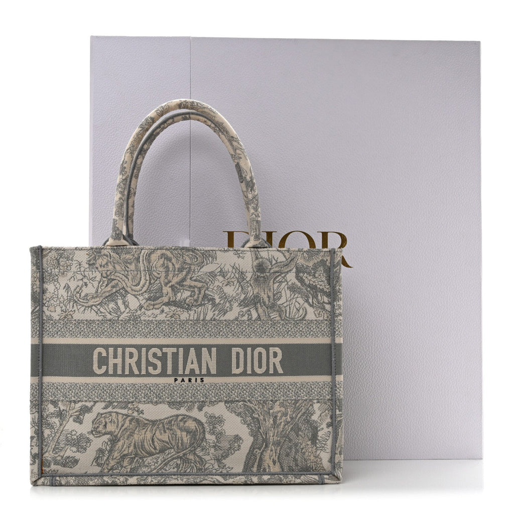 Canvas Embroidered Medium Dioriviera Toile De Jouy Book Tote Gray