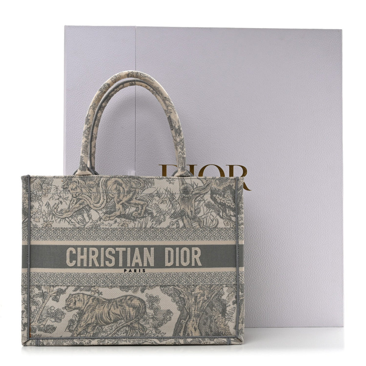 Canvas Embroidered Medium Dioriviera Toile De Jouy Book Tote Gray
