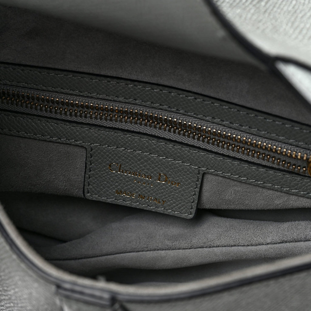Grained Calfskin Saddle Bag Grey