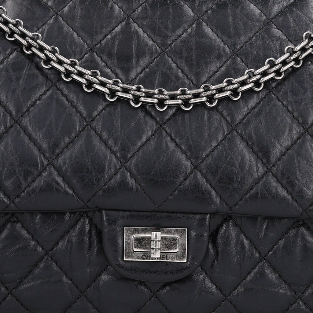 Aged Calfskin Quilted 2.55 Reissue 226 Flap Black