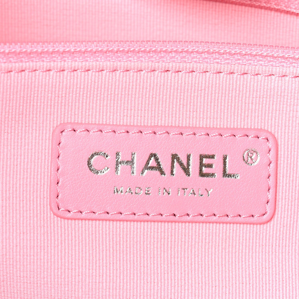 Canvas Calfskin Striped Large Deauville Tote Pink Blue