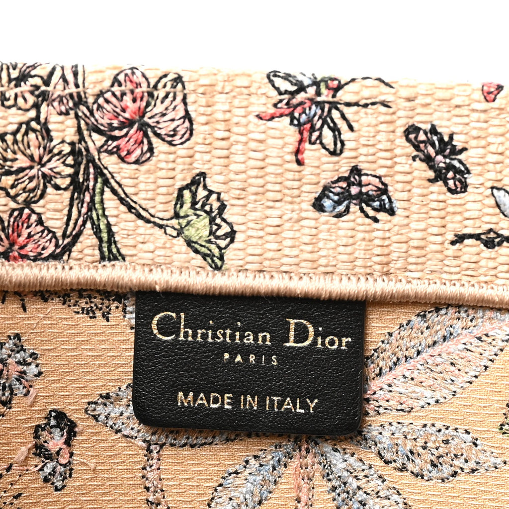 Canvas Embroidered Sea Print Medium Book Tote Beige Multicolor