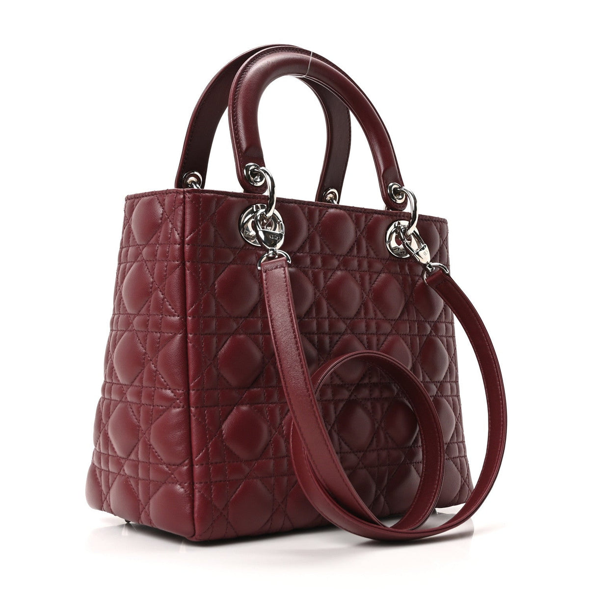 Lambskin Cannage Medium Lady Dior Burgundy
