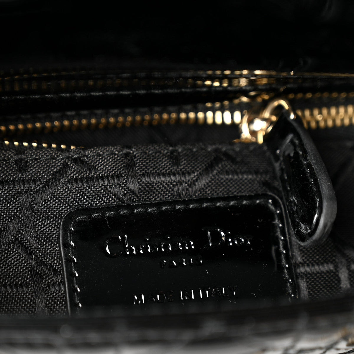 Patent Cannage Mini Lady Dior Black