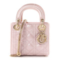 Metallic Lambskin Cannage Mini Lady Dior  Lotus