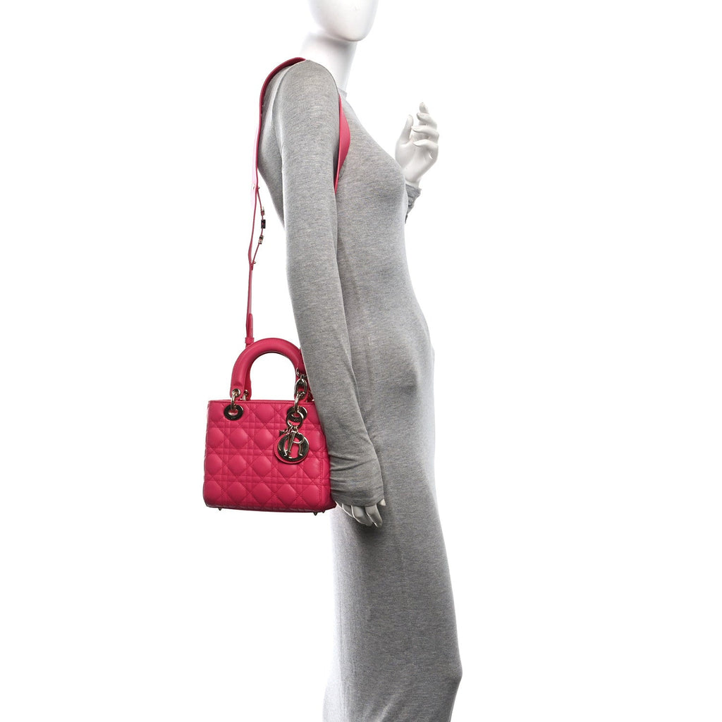 Lambskin Cannage Small My ABCDior Lady Dior Fuchsia