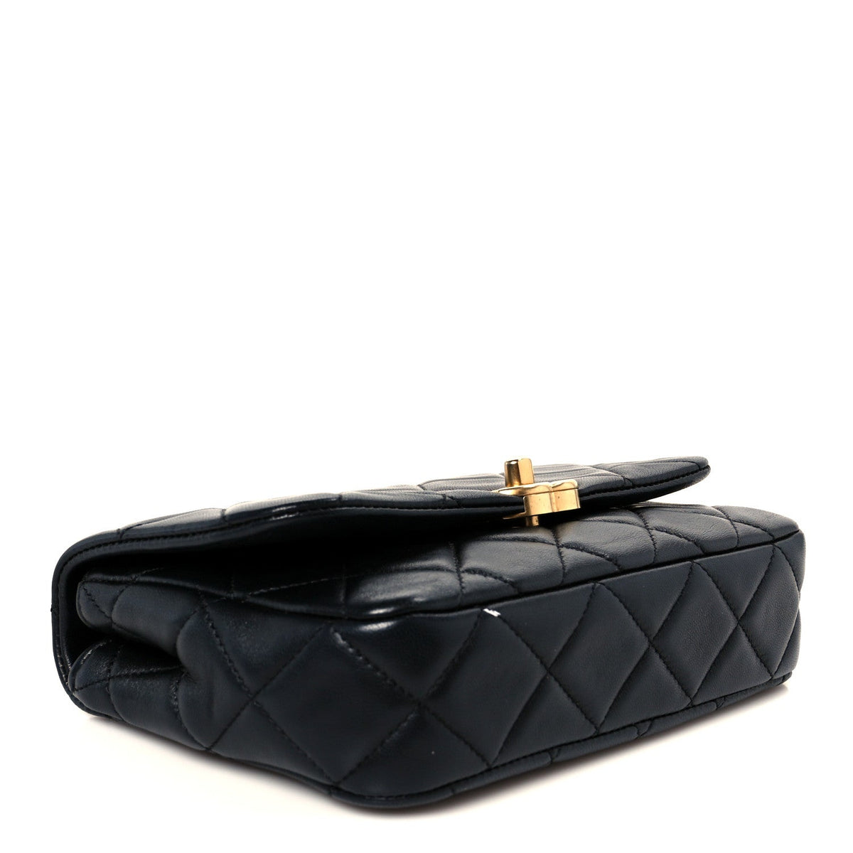Lambskin Quilted Pearl Medallion Flap Black