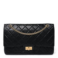 Aged Calfskin Quilted 2.55 Reissue 225 Flap Black