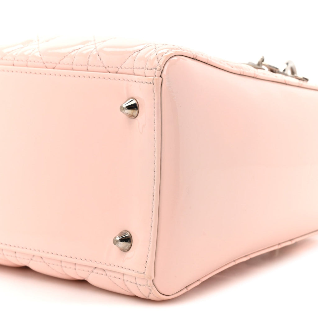 Patent Cannage Medium Lady Dior Rose Clair