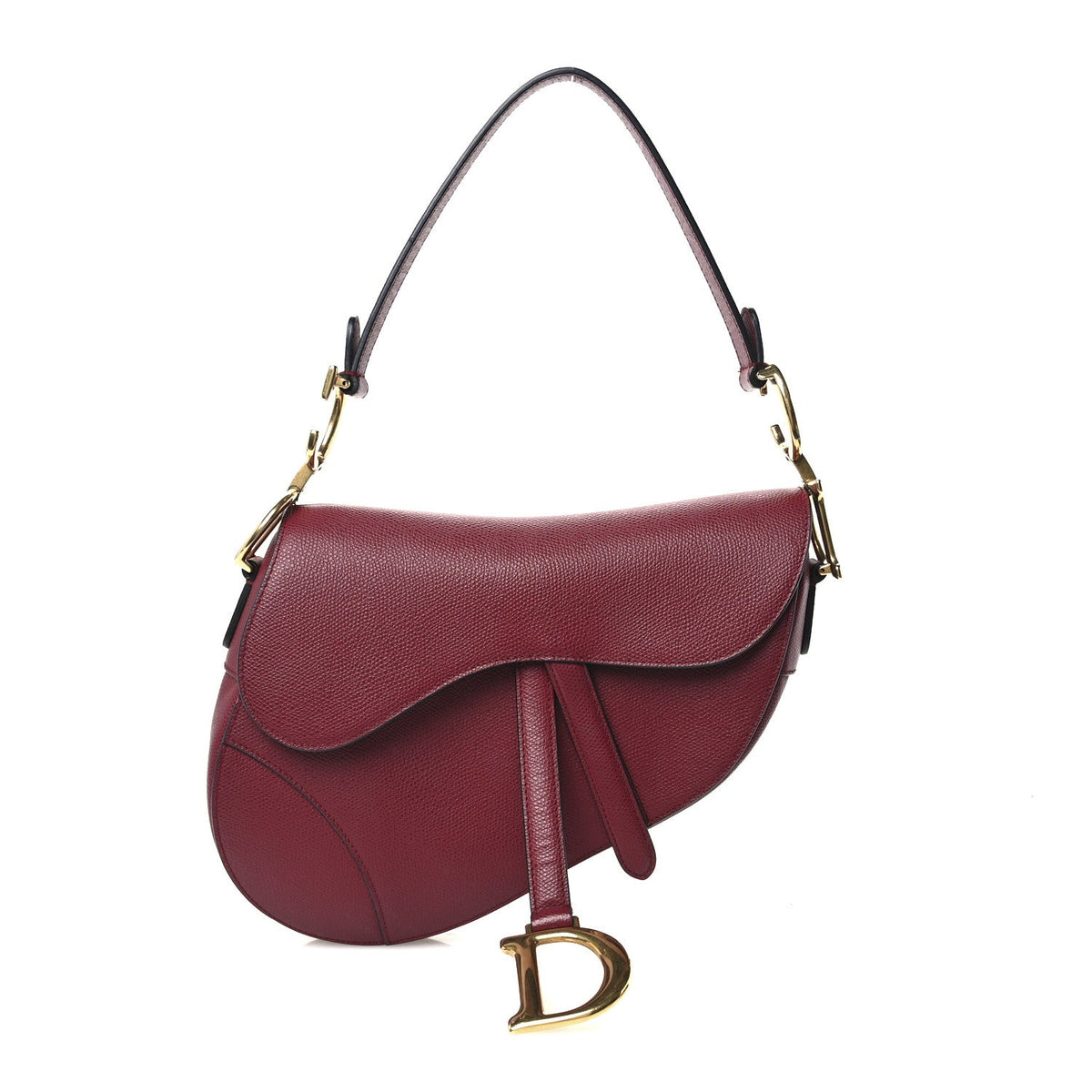 Grained Calfskin Saddle Bag Red