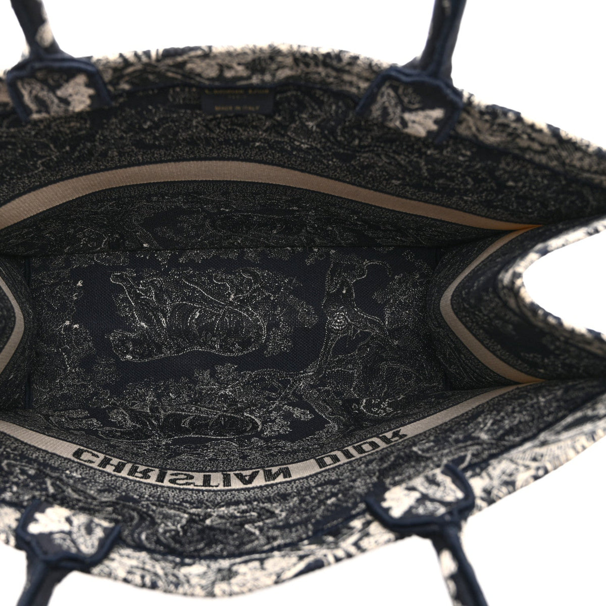 Canvas Embroidered Large Dioriviera Toile De Jouy Reverse Book Tote Blue