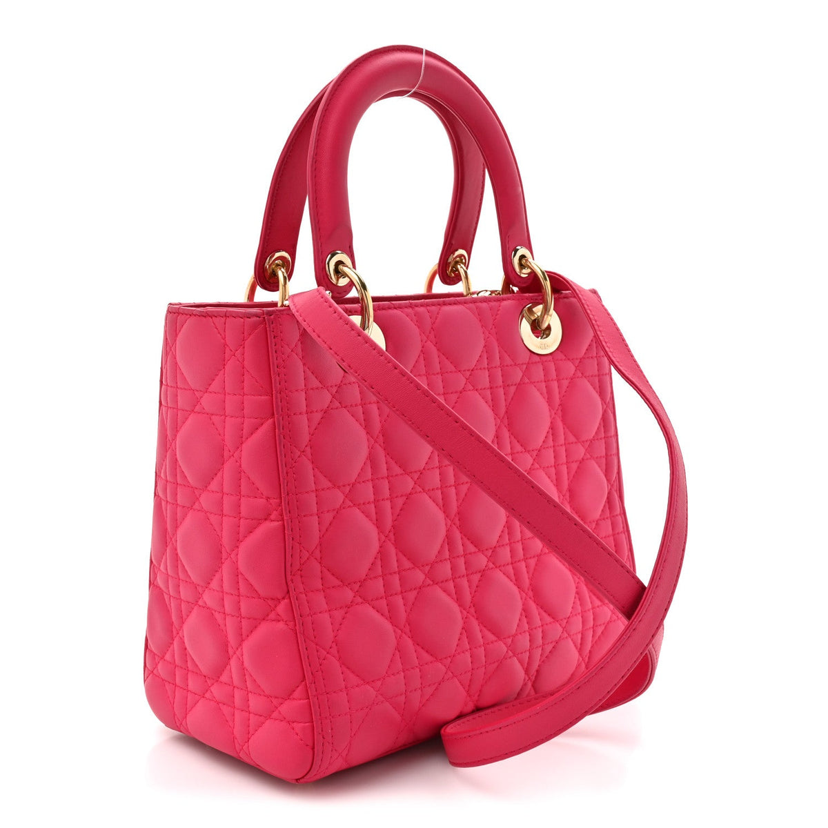 Lambskin Cannage Medium Lady Dior Fuchsia
