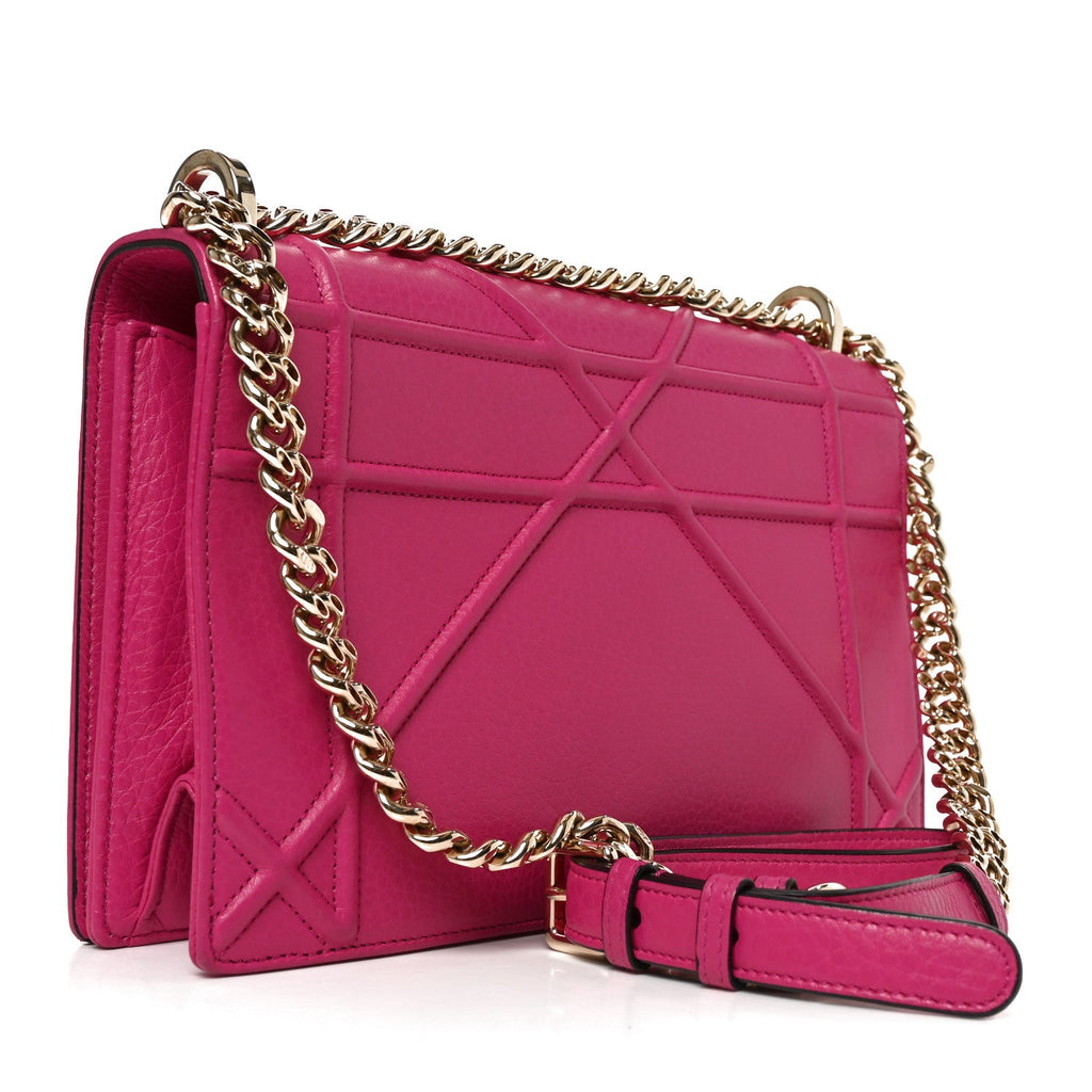 Grained Calfskin Medium Diorama Flap Bag Pink