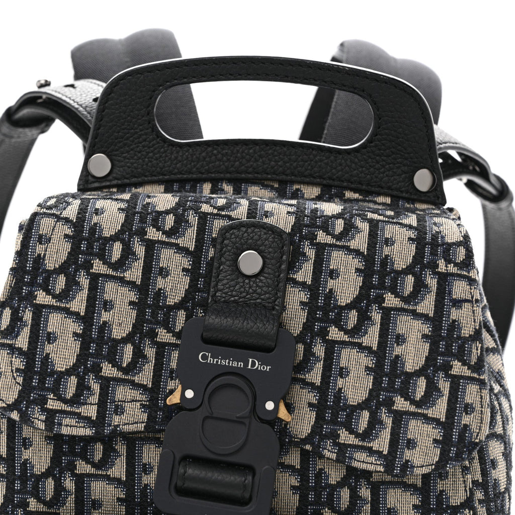 HOMME Oblique Calfskin Mens Mini Saddle Backpack Navy Blue