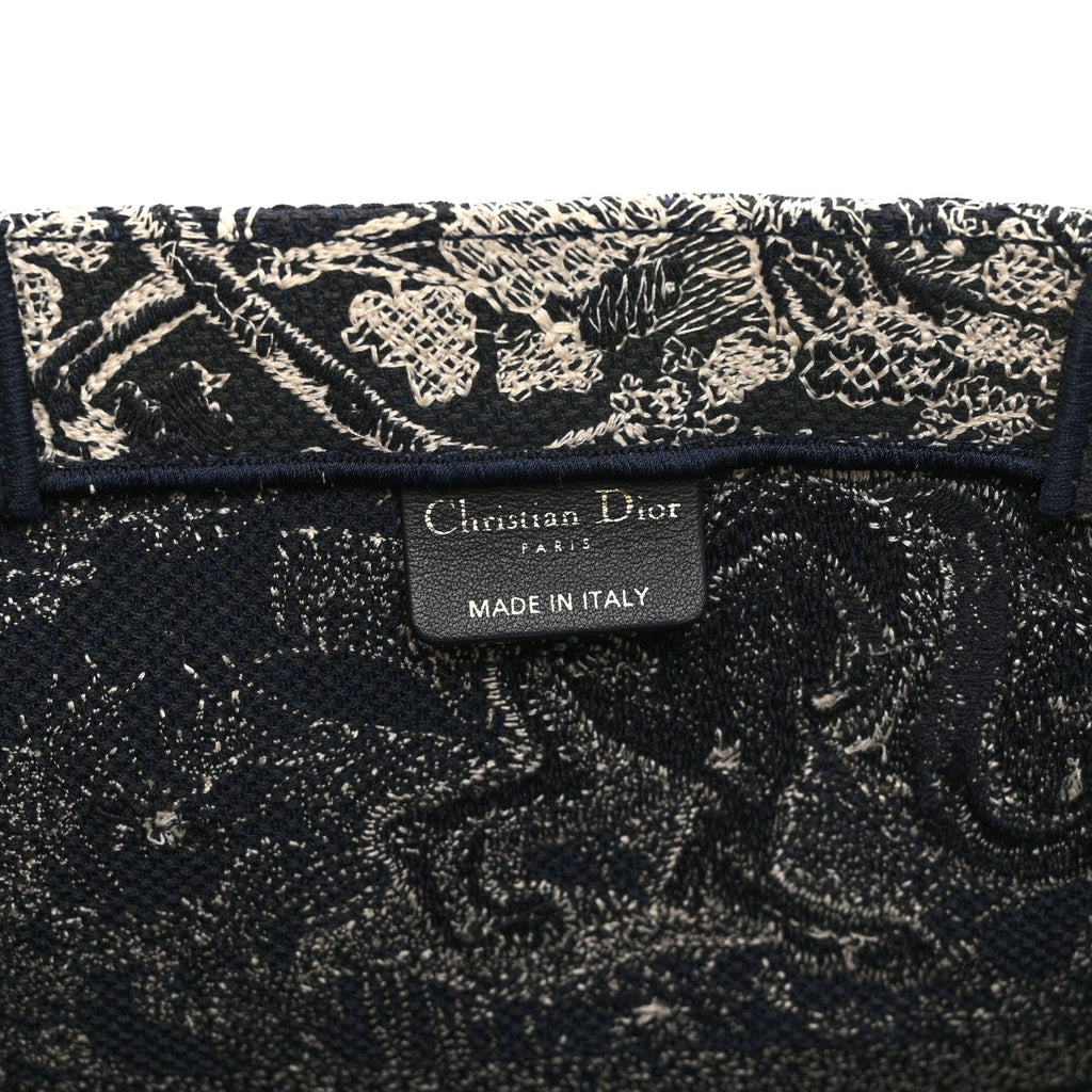 Canvas Embroidered Large Dioriviera Toile De Jouy Reverse Book Tote Blue