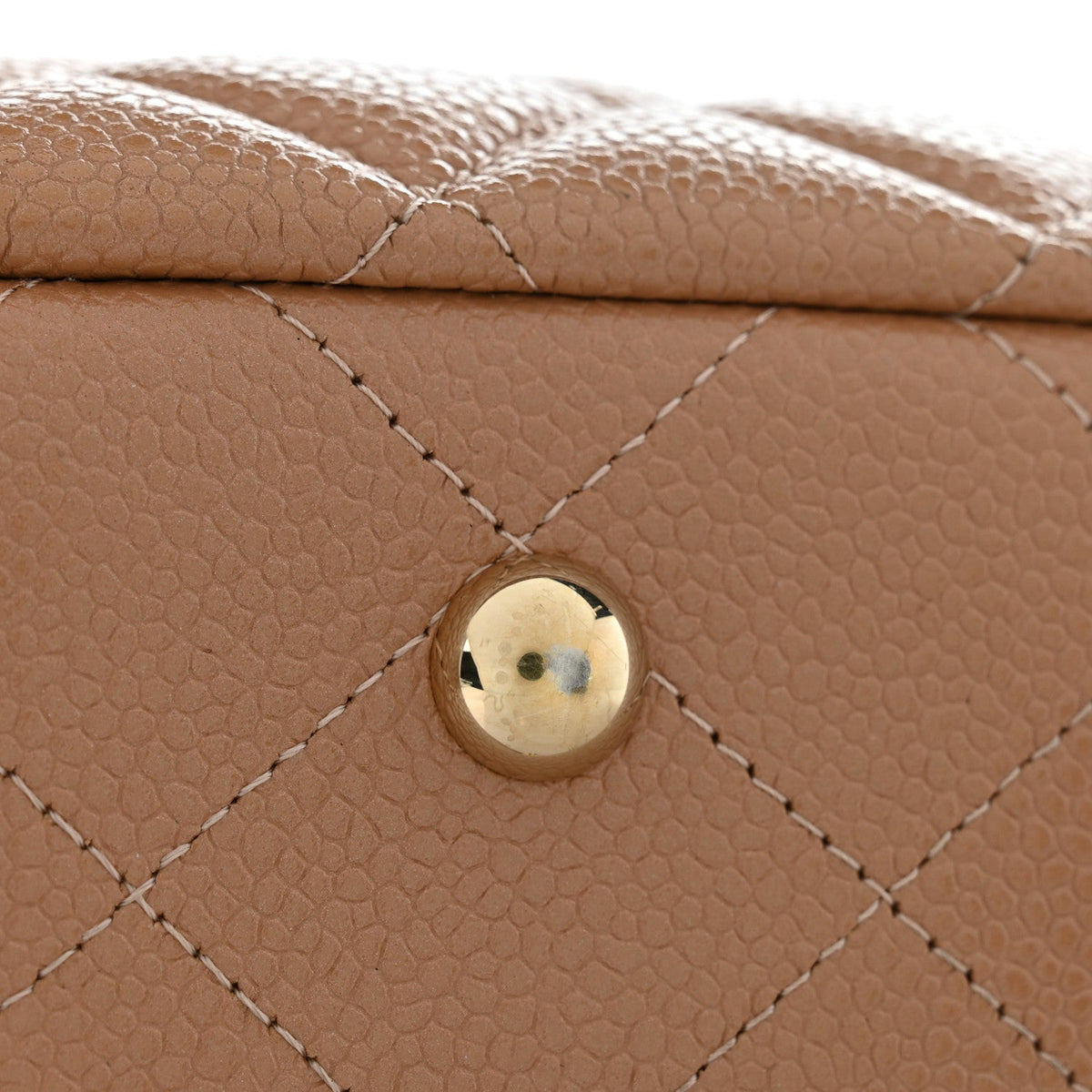 Caviar Quilted Large Classic Shopping Tote Dark Beige