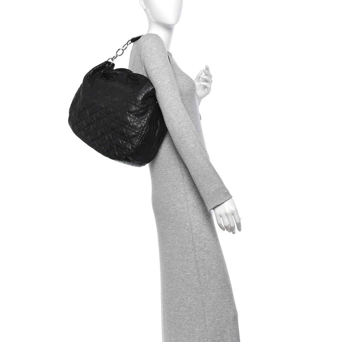 Lambskin Cannage Large Dior Soft Hobo Black