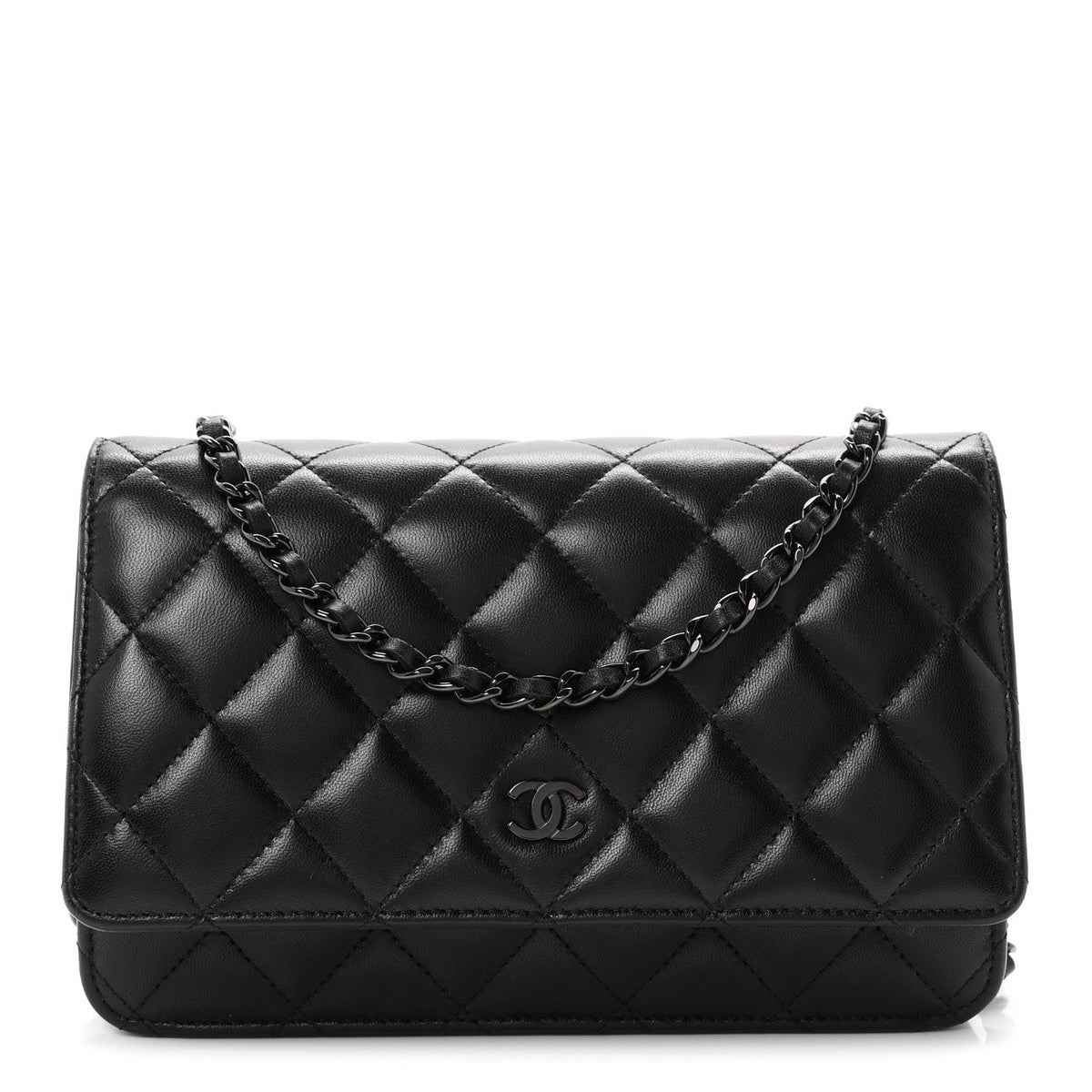 Lambskin Quilted Wallet On Chain WOC So Black