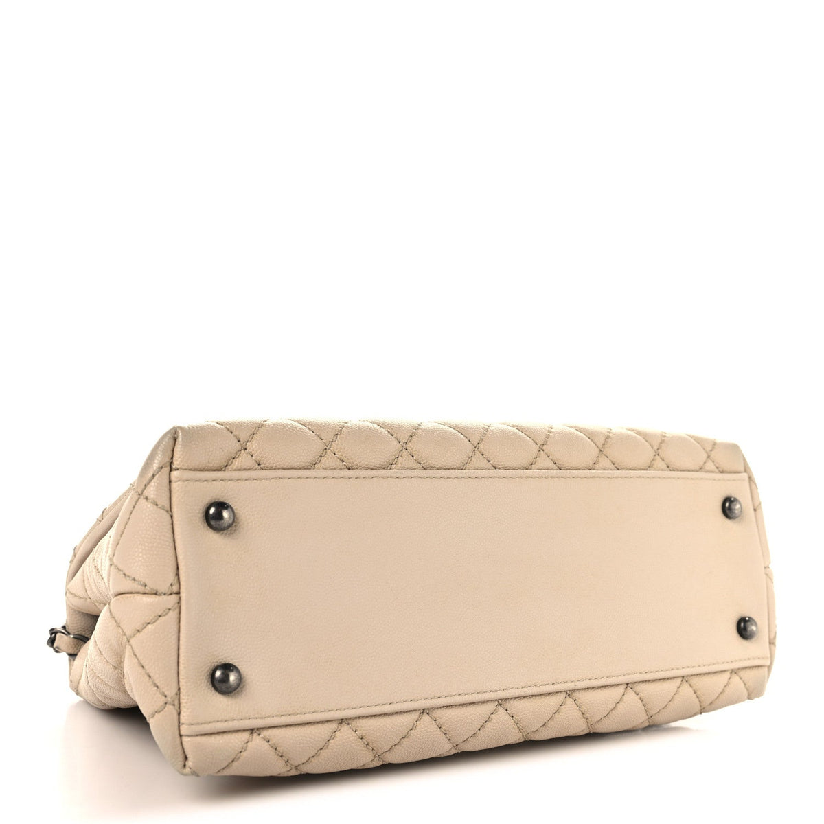 Caviar Quilted Small Coco Handle Flap Light Beige