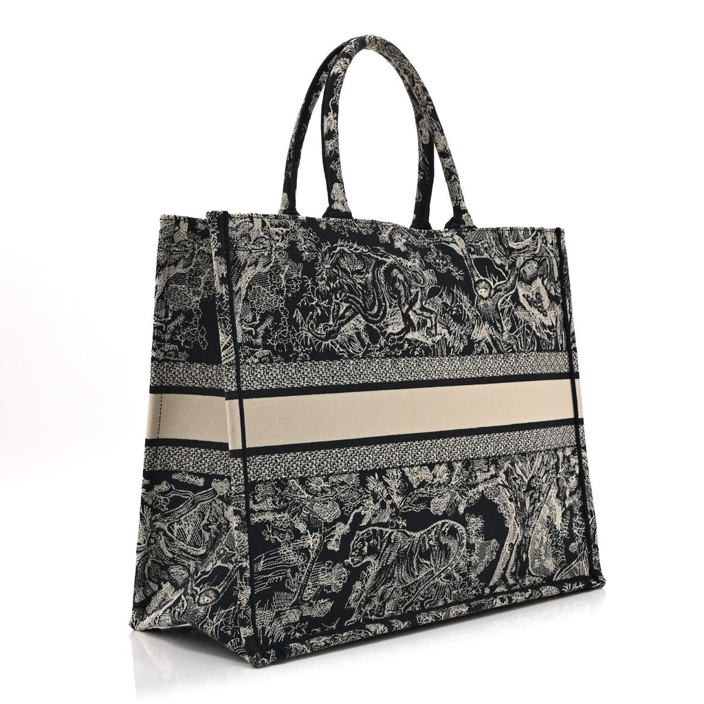 Canvas Embroidered Large Dioriviera Toile De Jouy Reverse Book Tote Blue