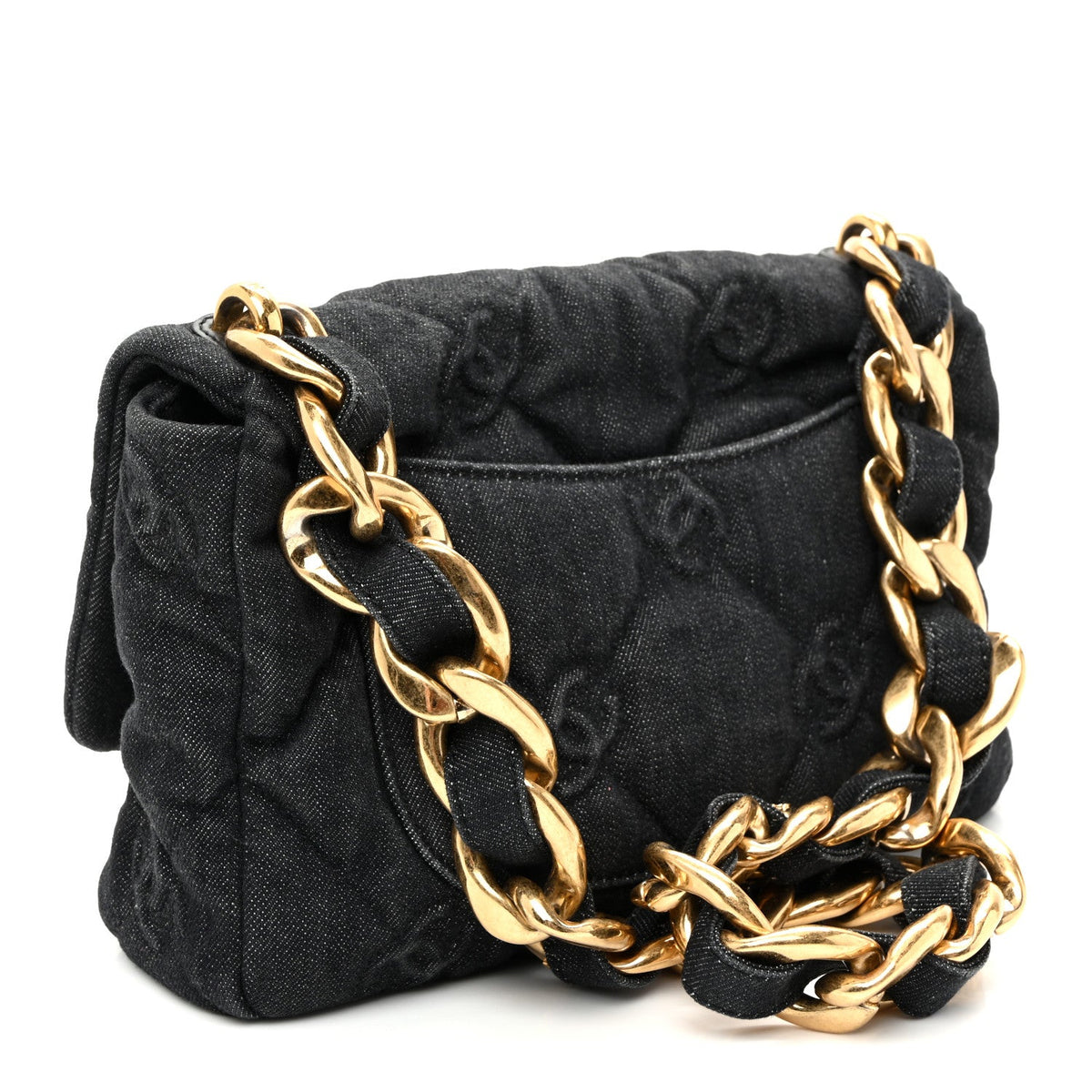 Denim Quilted Medium CC Funky Town Flap Dark Blue