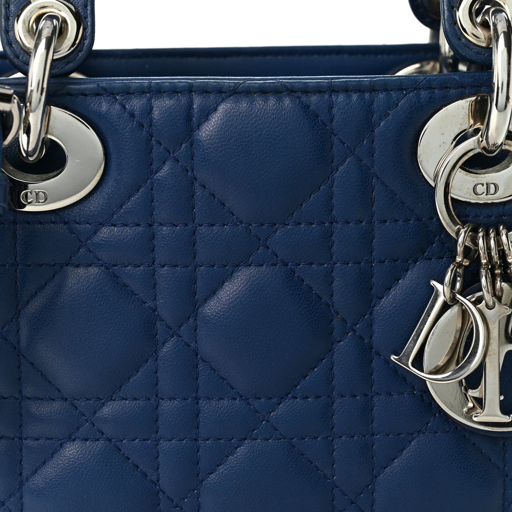 Lambskin Cannage Mini Lady Dior Navy Blue