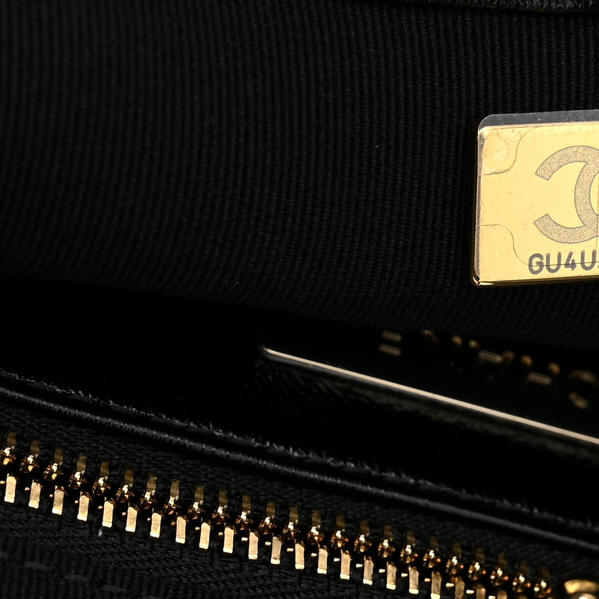Aged Calfskin Quilted Mini 31 Shopping Bag Black