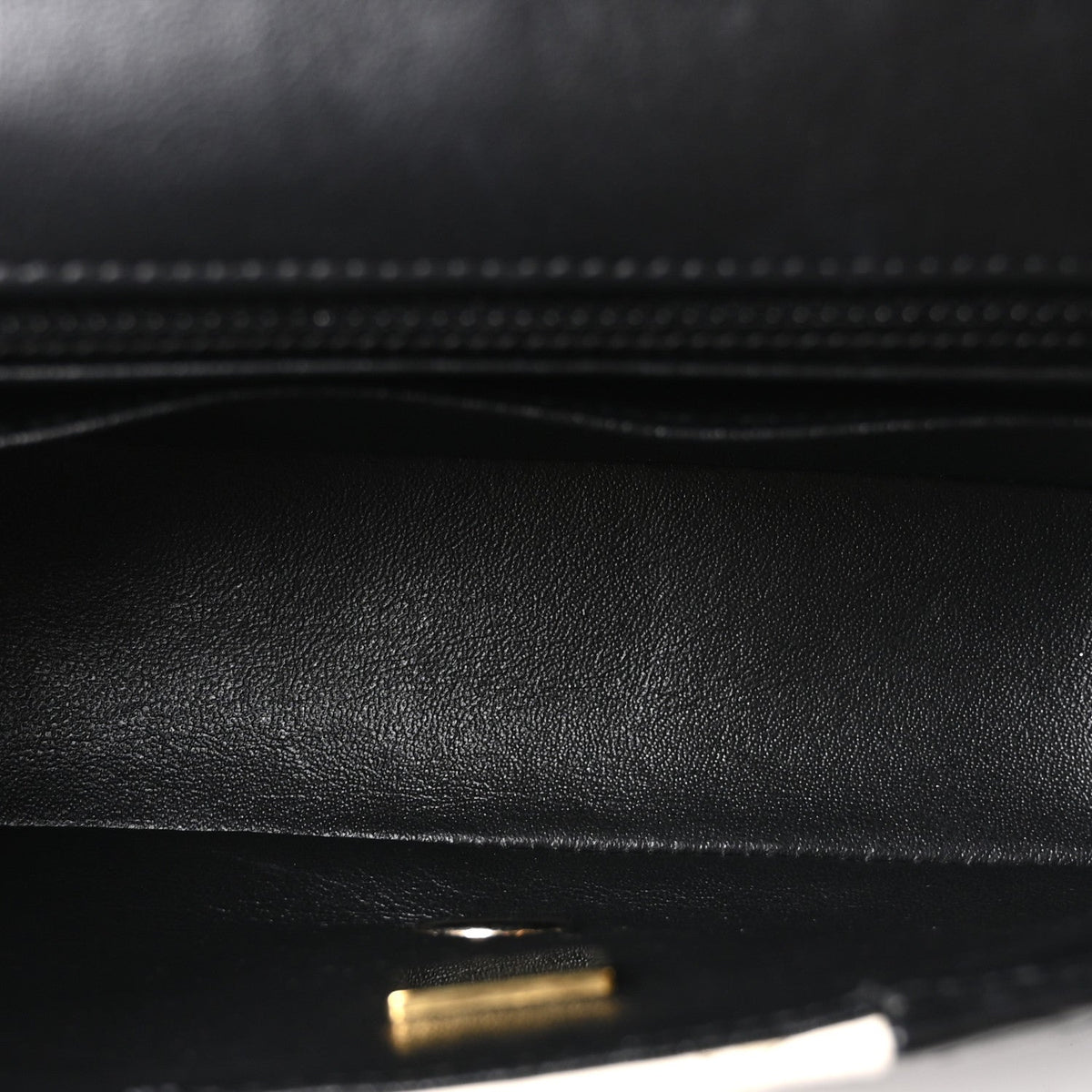 Lambskin Quilted Mini Rectangular Flap Black White
