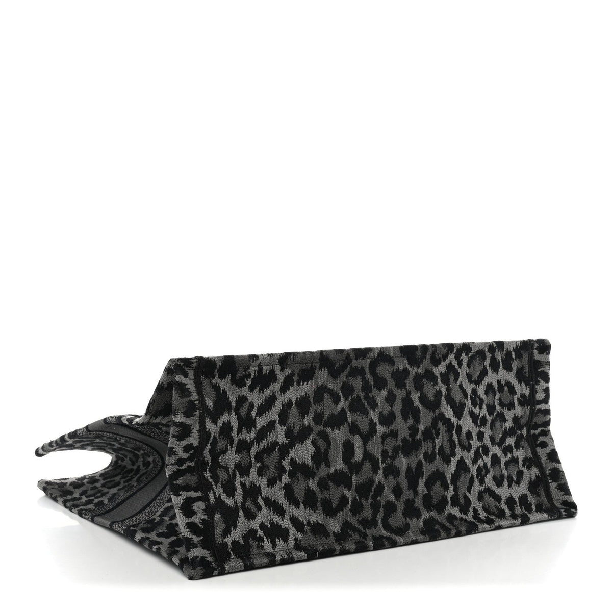 Canvas Mizza Embroidered Large Leopard Book Tote Grey