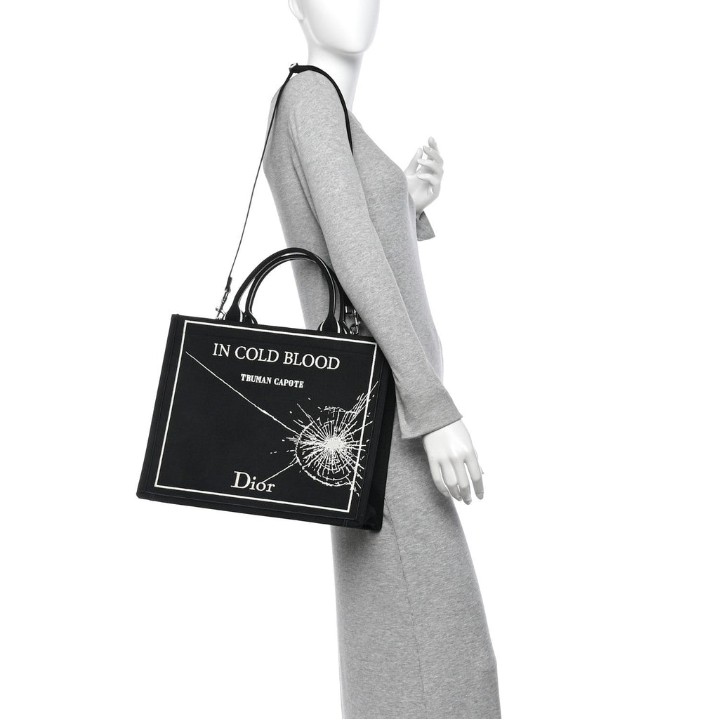 Canvas Embroidered Medium In Cold Blood Book Tote With Strap Black Multicolor