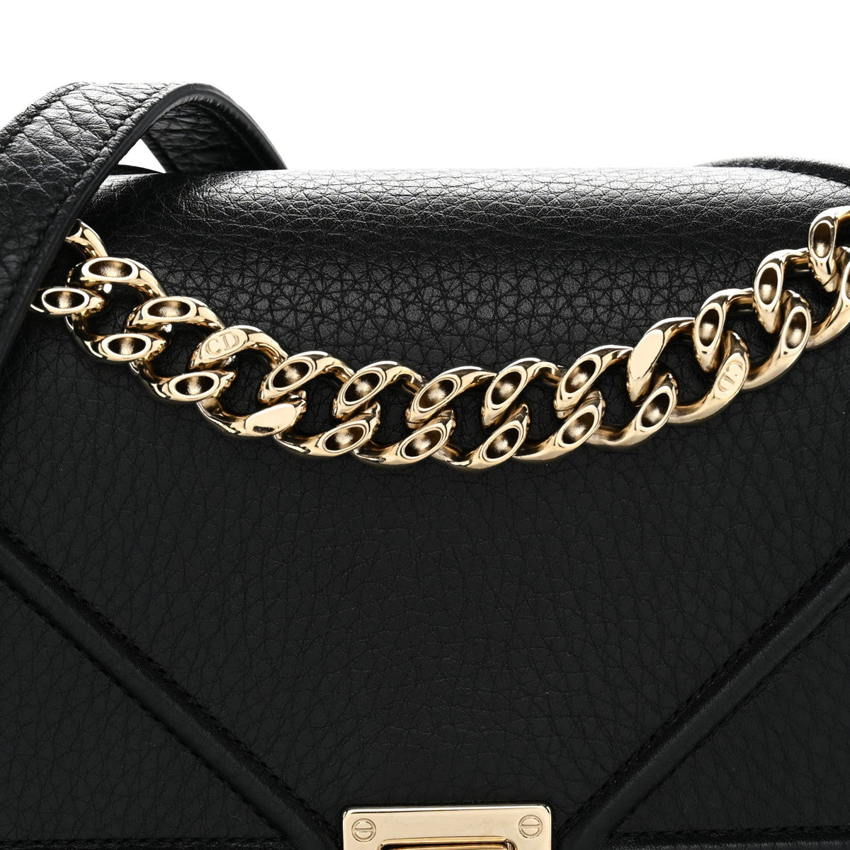 Grained Calfskin Small Diorama Flap Bag Black