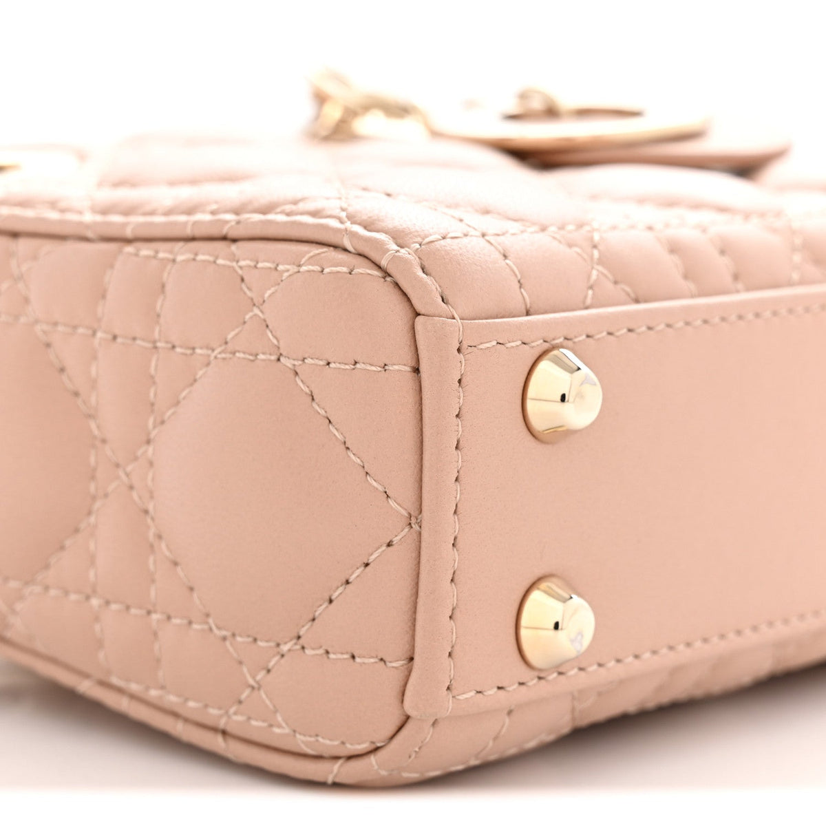 Lambskin Cannage Micro Lady Dior Rose Des Vents