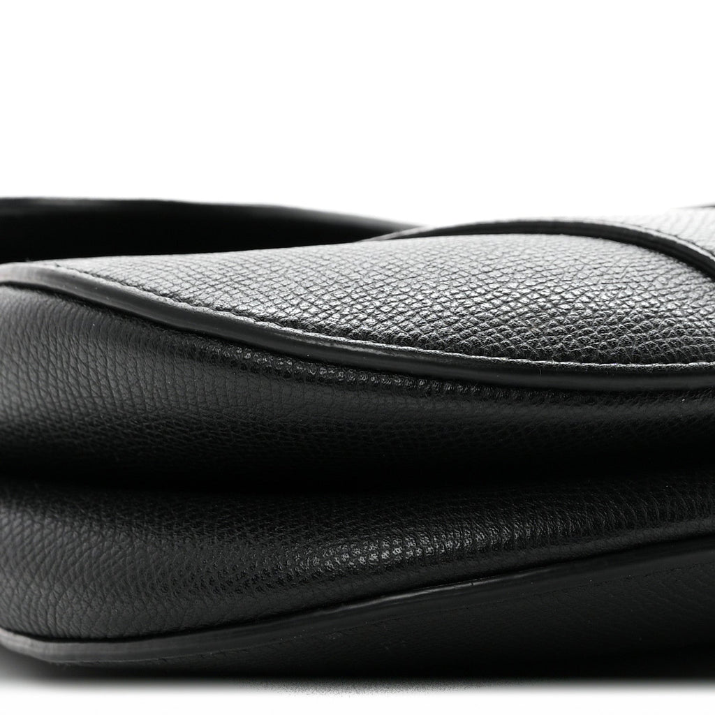 Grained Calfskin Saddle Bag Black