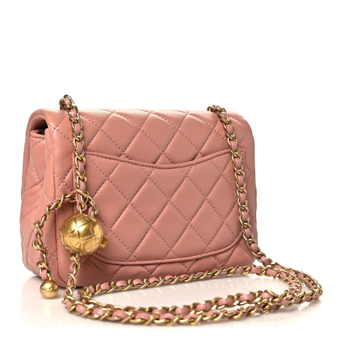 Lambskin Quilted Mini Pearl Crush Flap Pink