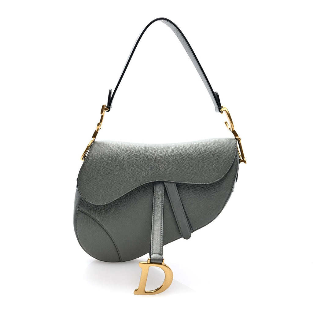 Grained Calfskin Saddle Bag Grey