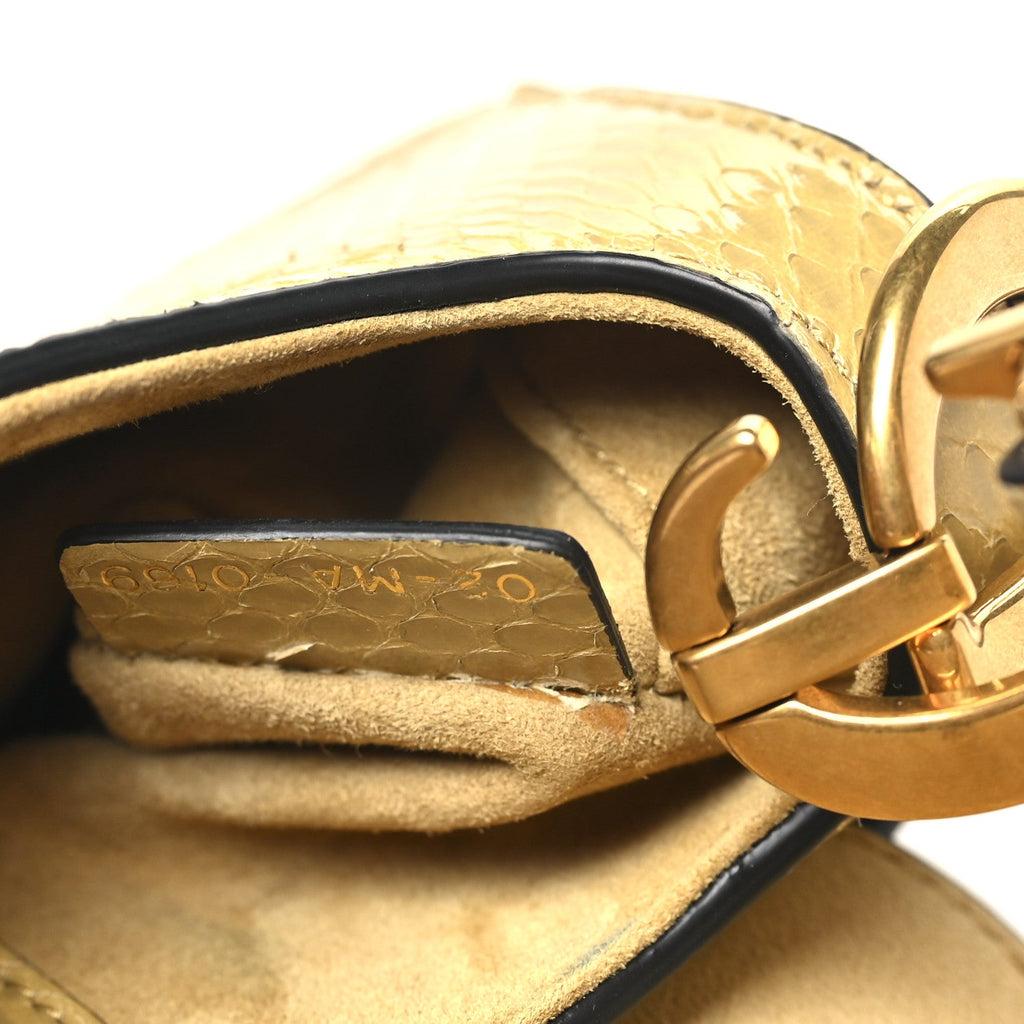 Snakeskin Mini Saddle Bag Beige