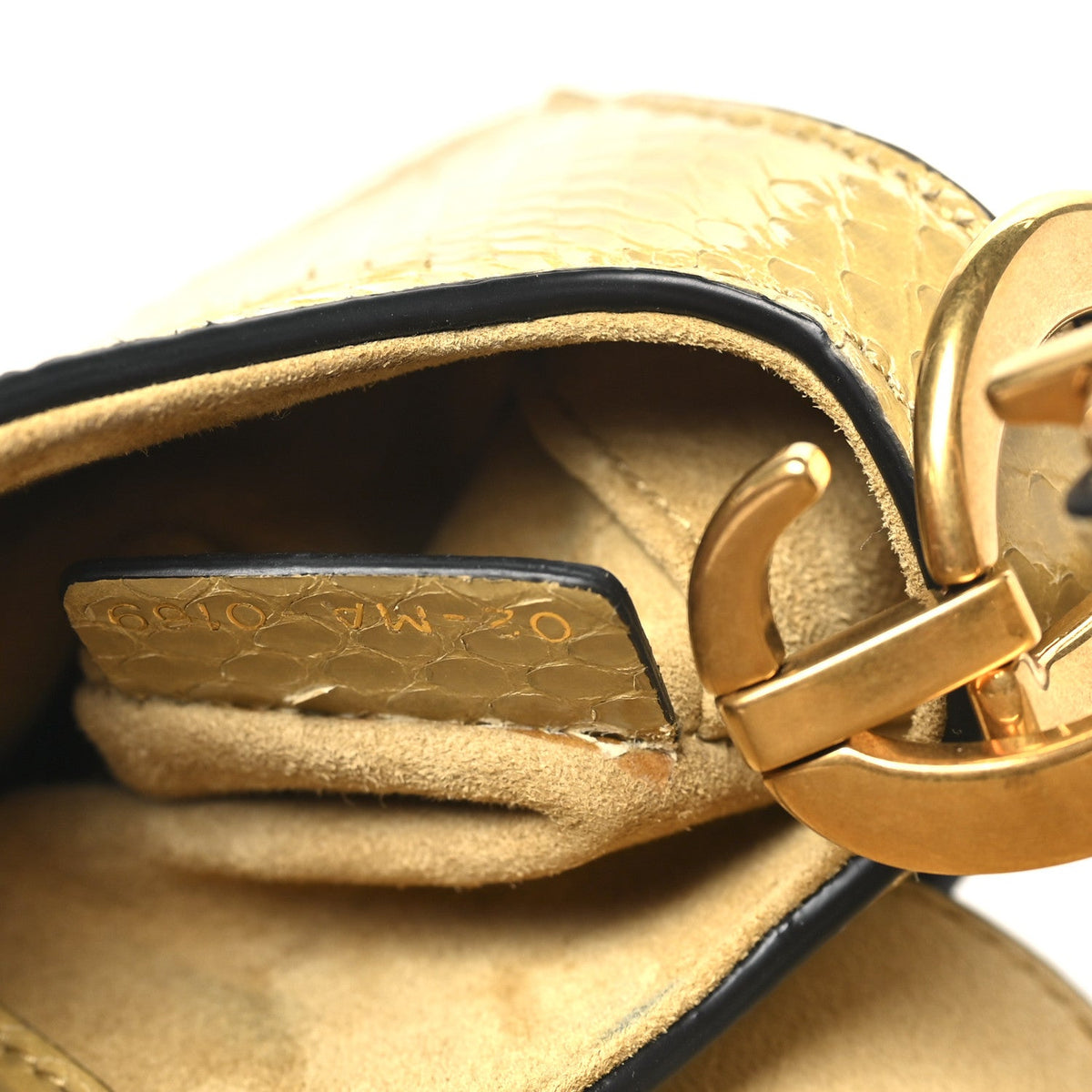 Snakeskin Mini Saddle Bag Beige