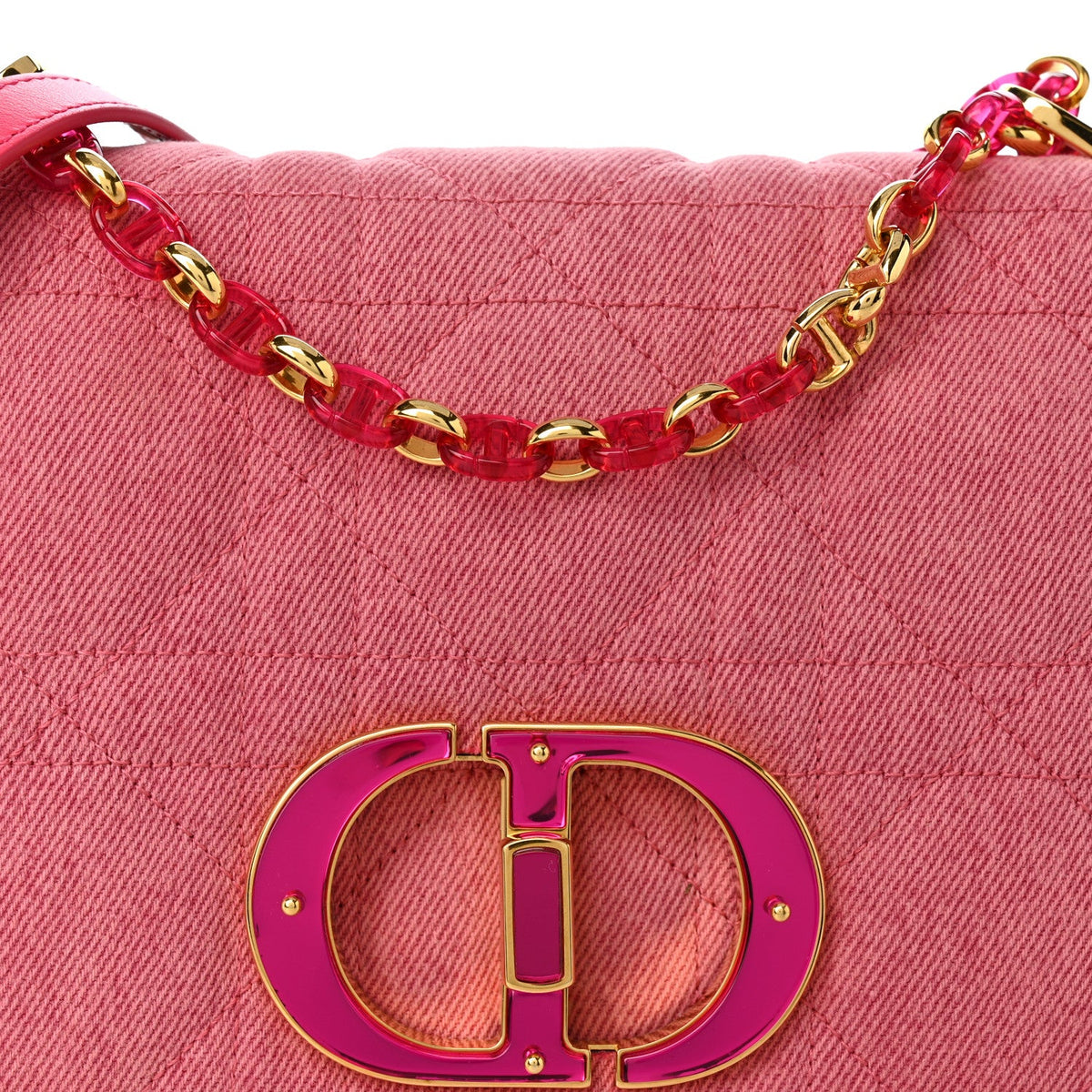 Denim Macrocannage Medium Caro Bag Fuchsia Multicolor