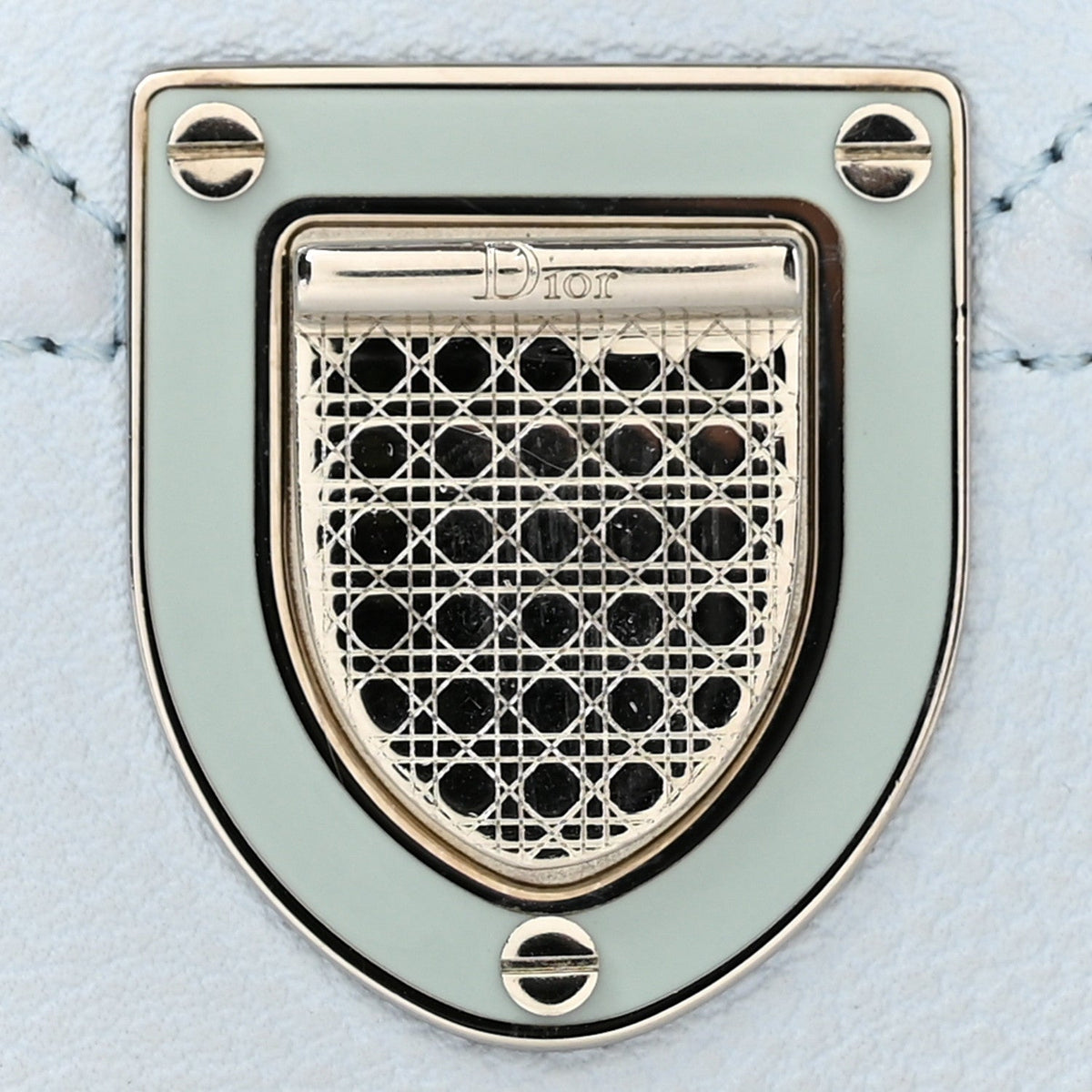 Grained Calfskin Diorama Croisiere Chain Wallet Light Blue