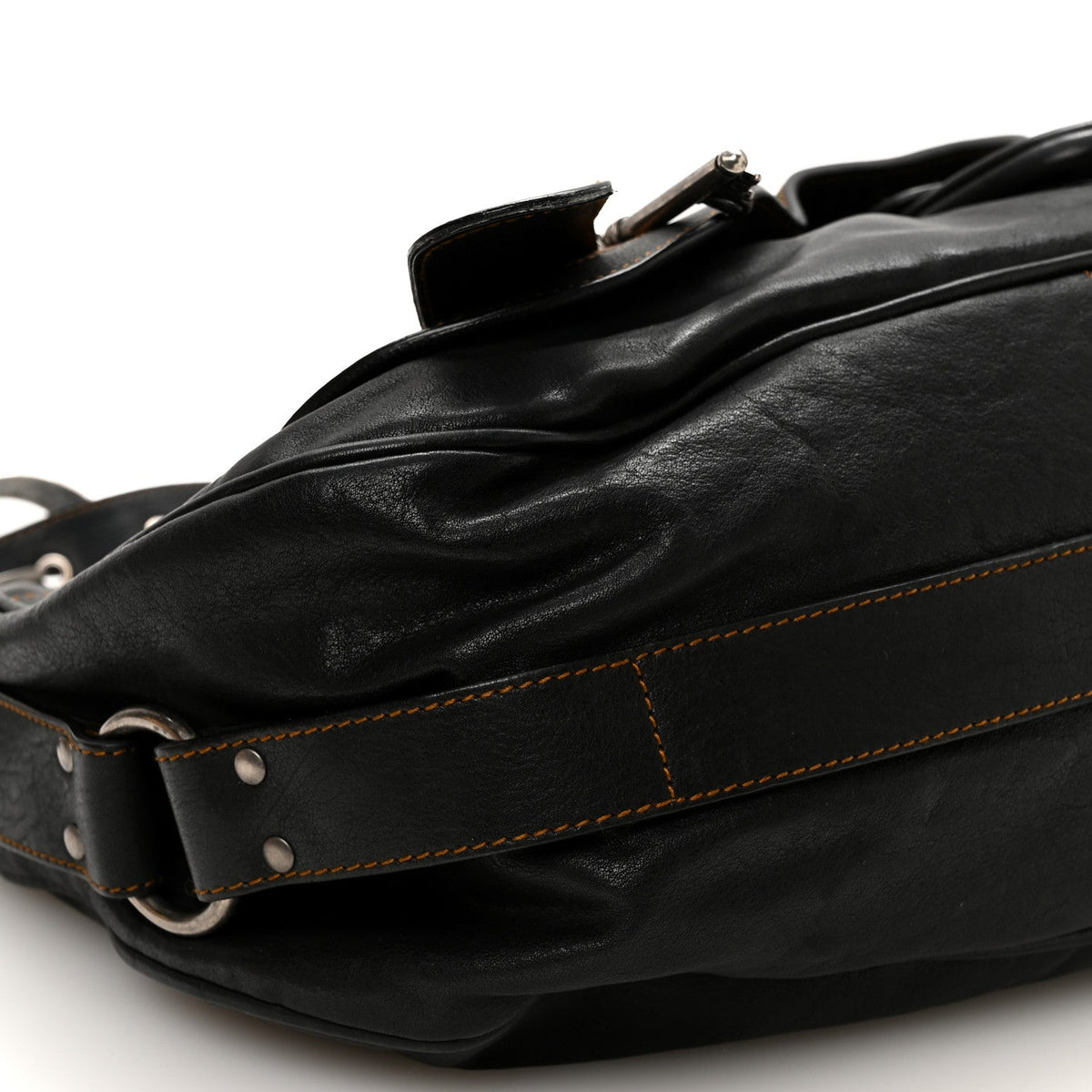 Calfskin Medium Gaucho Double Saddle Bag Black