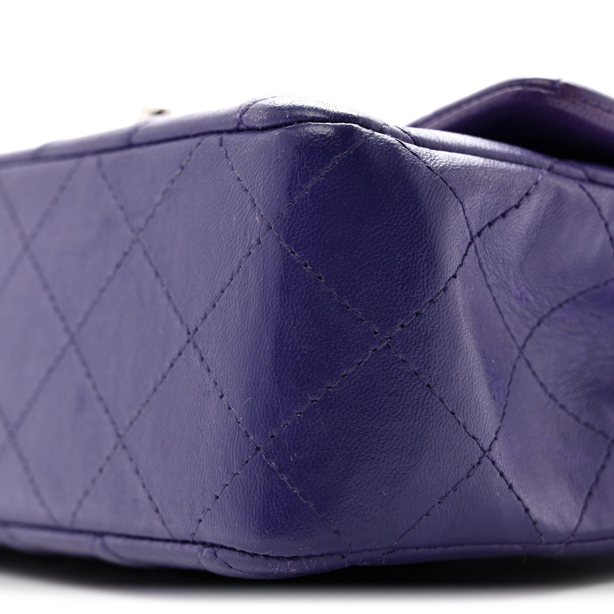 Lambskin Quilted Mini Rectangular Flap Purple