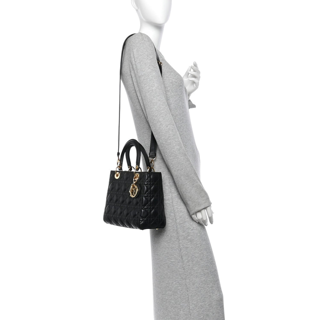 Lambskin Cannage Medium Lady Dior Black