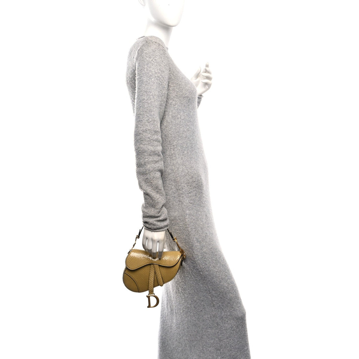 Snakeskin Mini Saddle Bag Beige