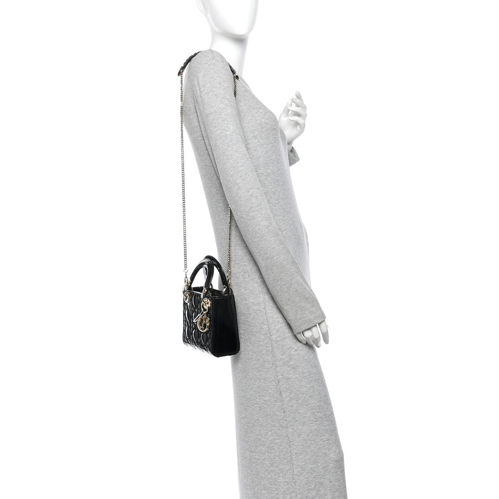 Patent Cannage Mini Lady Dior Black