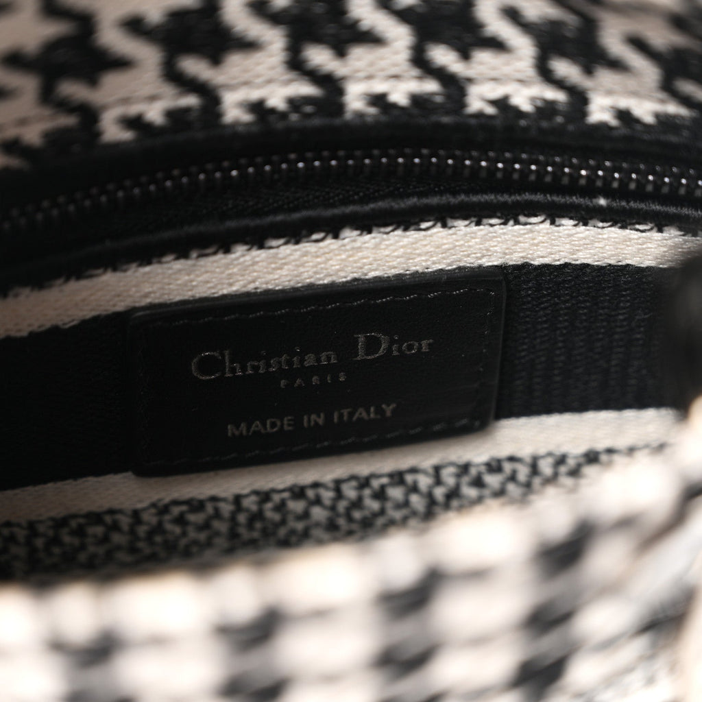 Canvas Houndstooth Embroidered Mini Lady D-Lite Black White